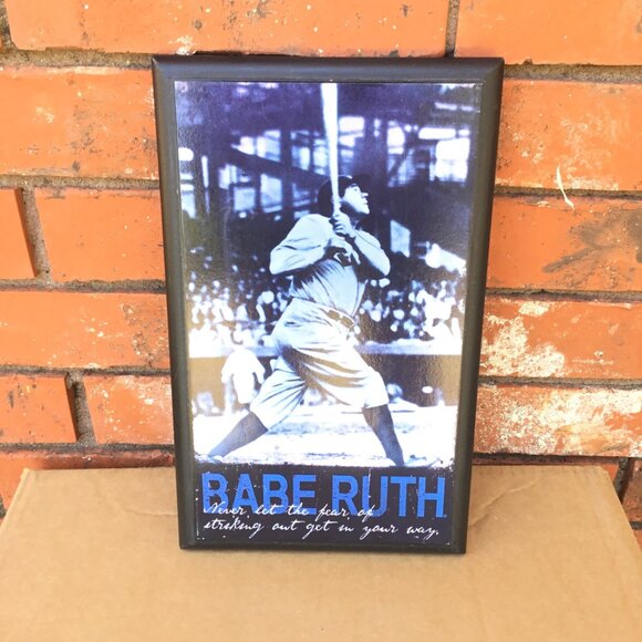 Babe Ruth Inspirational Wall Art Plaque With Quote & Vintage Baseball Design - Picture 1 of 5